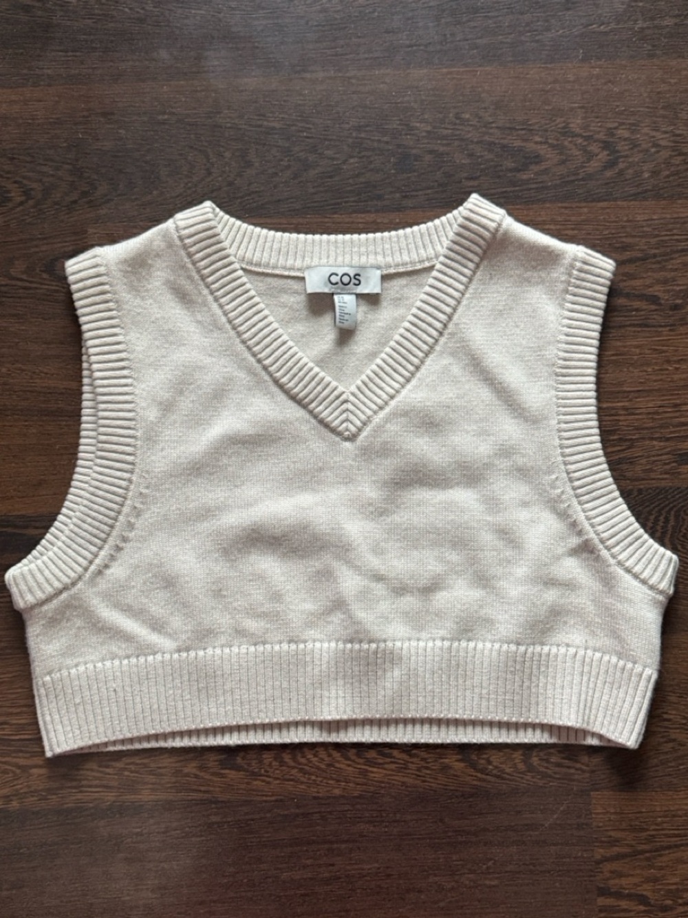 COS Wool Cropped Top Sweater Vest Cream XS